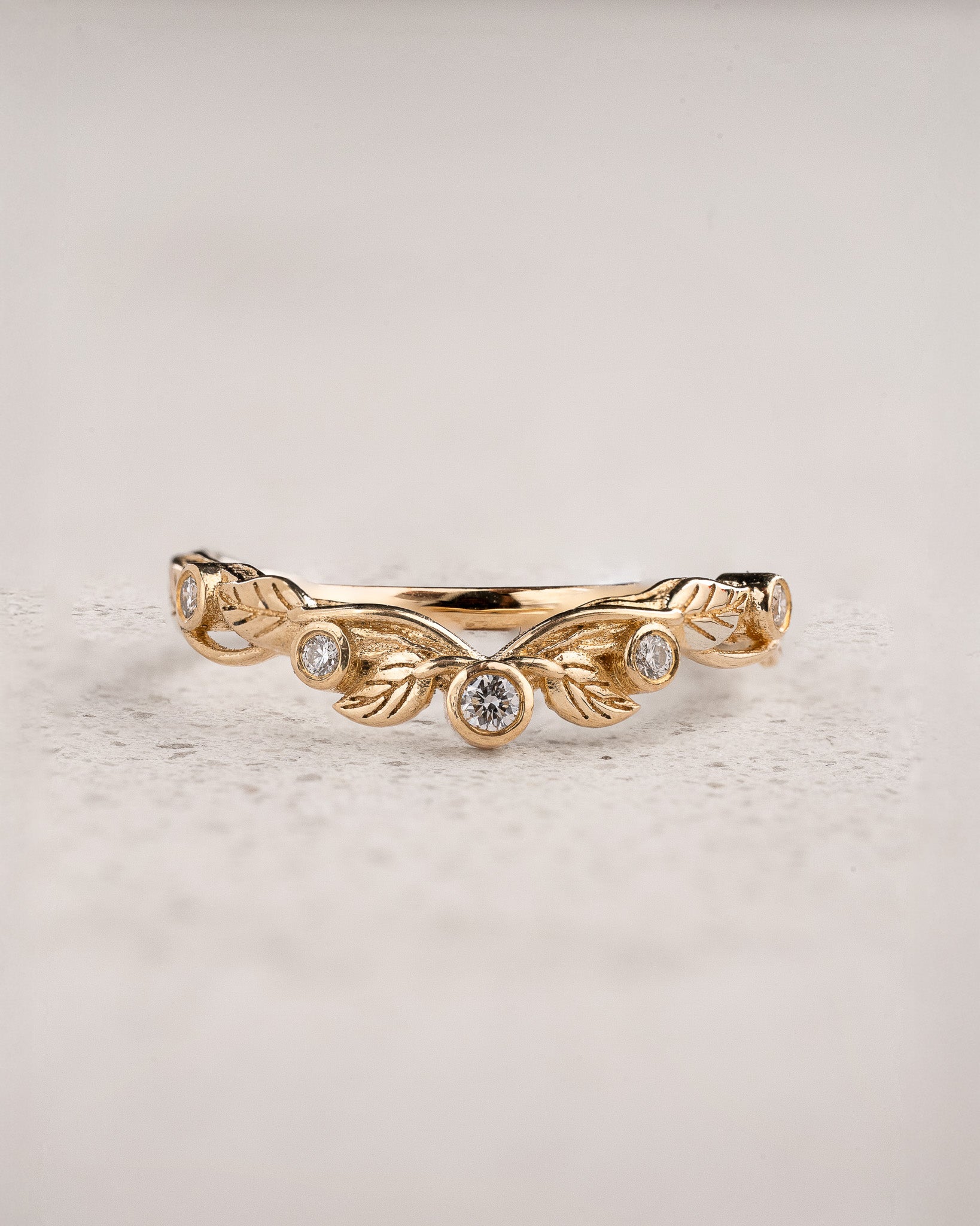 Wreath Wedding Band With Diamonds, Matching Band For Arius - Eden Garden Jewelry™