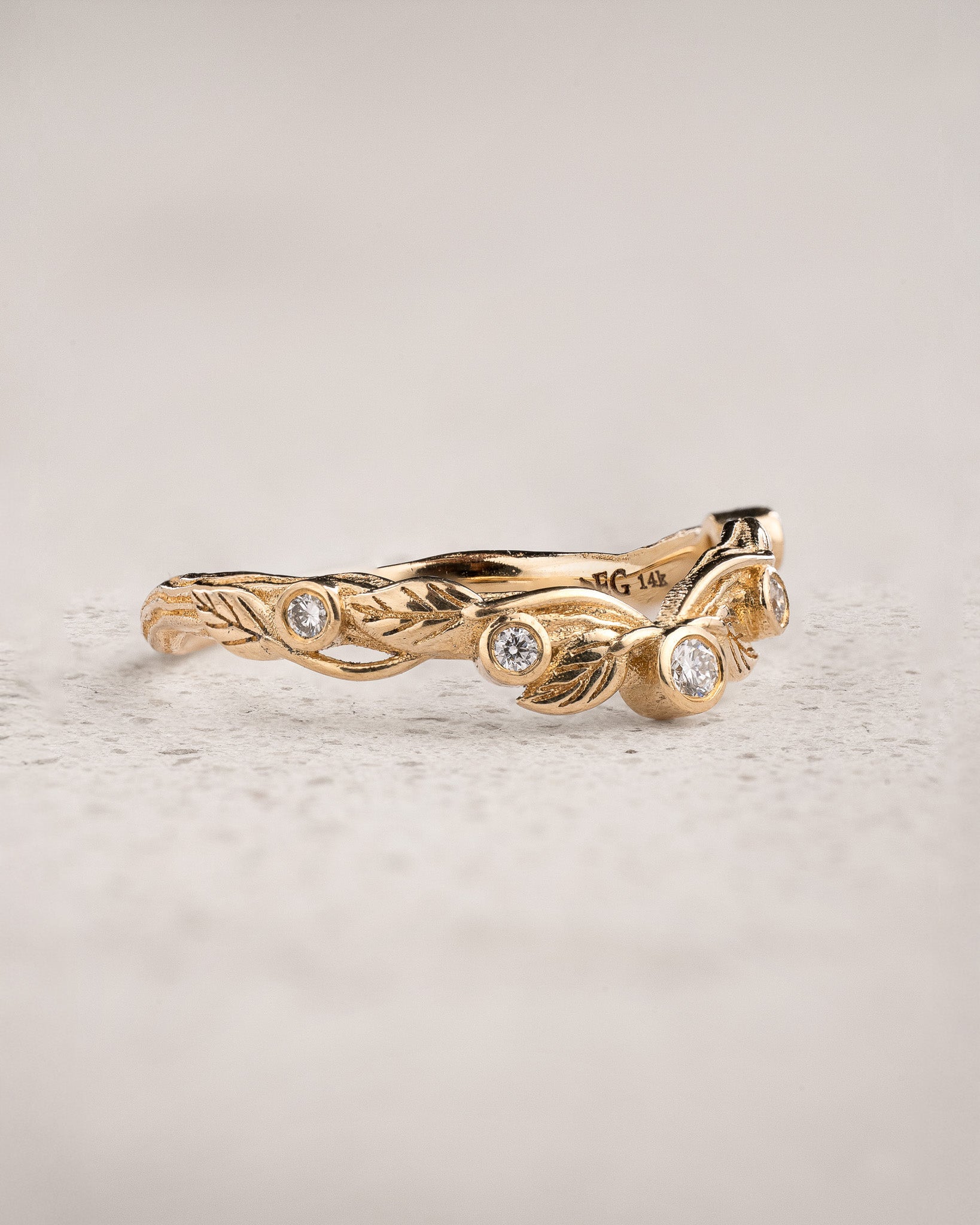 Wreath Wedding Band With Diamonds, Matching Band For Arius - Eden Garden Jewelry™