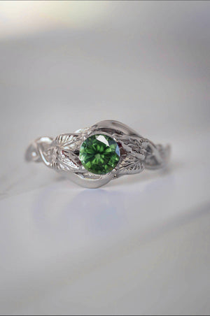 Custom request: Azalea ring with natural green sapphire - Eden Garden Jewelry™