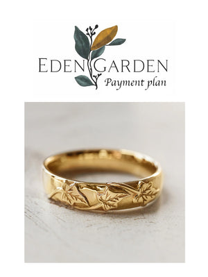 3 instalments payment plan: Men's wedding band, ivy leaves ring - Eden Garden Jewelry™