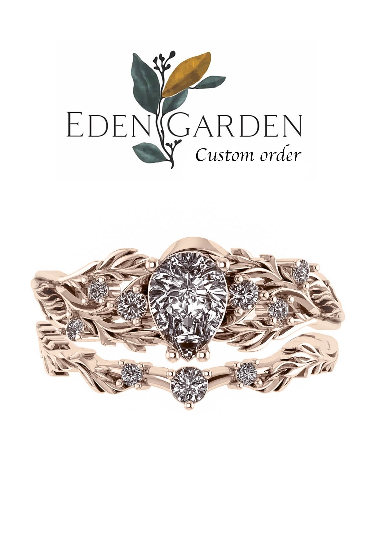 Custom order: Japanese Maple ring set with sapphire, tanzanites, moonstones - Eden Garden Jewelry™
