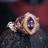 READY TO SHIP Dair ring in 14K rose gold, lab alexandrite marquise cut, natural diamonds, RING SIZES 5.5 - 8.5 US
