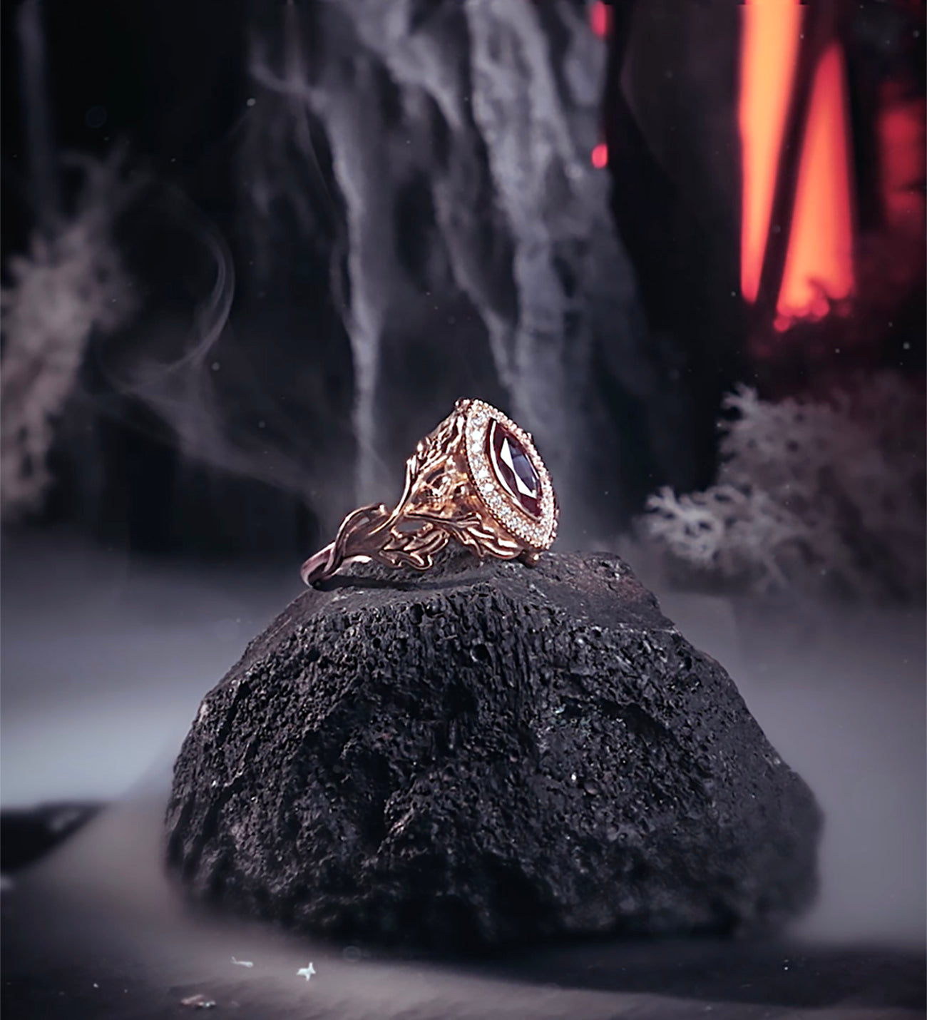 READY TO SHIP Dair ring in 14K rose gold, lab alexandrite marquise cut, natural diamonds, RING SIZES 5.5 - 8.5 US - Eden Garden Jewelry™