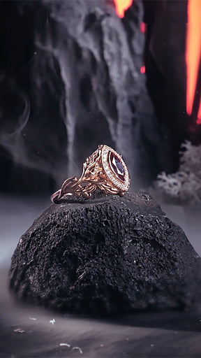 READY TO SHIP Dair ring in 14K rose gold, lab alexandrite marquise cut, natural diamonds, RING SIZES 5.5 - 8.5 US - Eden Garden Jewelry™