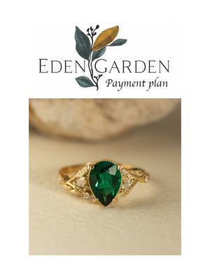 3 instalments payment plan: Lab emerald engagement ring / Patricia - Eden Garden Jewelry™