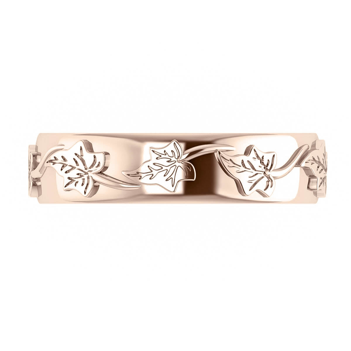 Ivy leaves pattern wedding band, comfort fit 6 mm, unisex wedding band - Eden Garden Jewelry™