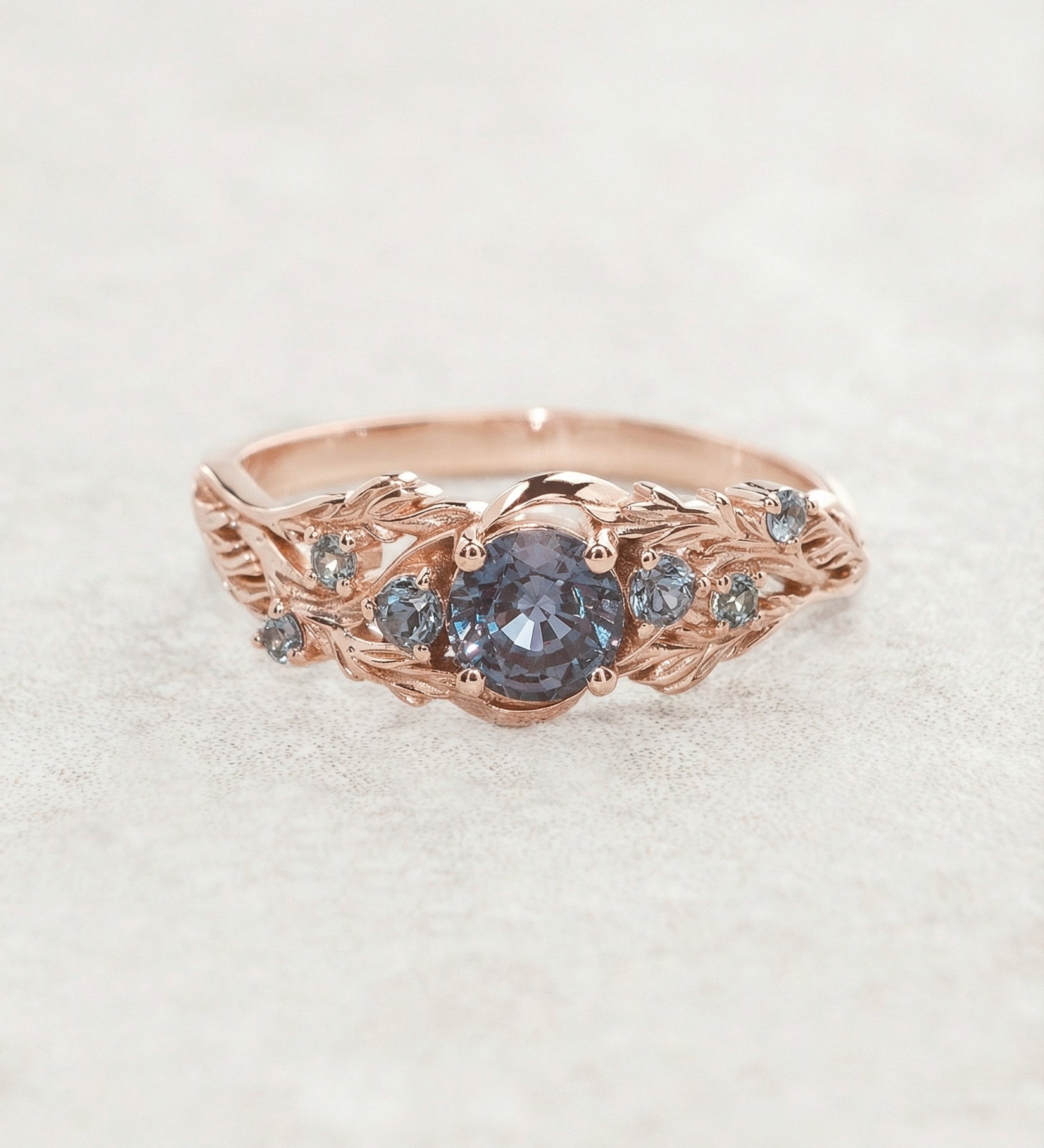 READY TO SHIP Japanese Maple ring in 14K rose gold with alexandrites, 5mm, RING SIZE 5.5 - 8.5 US - Eden Garden Jewelry™