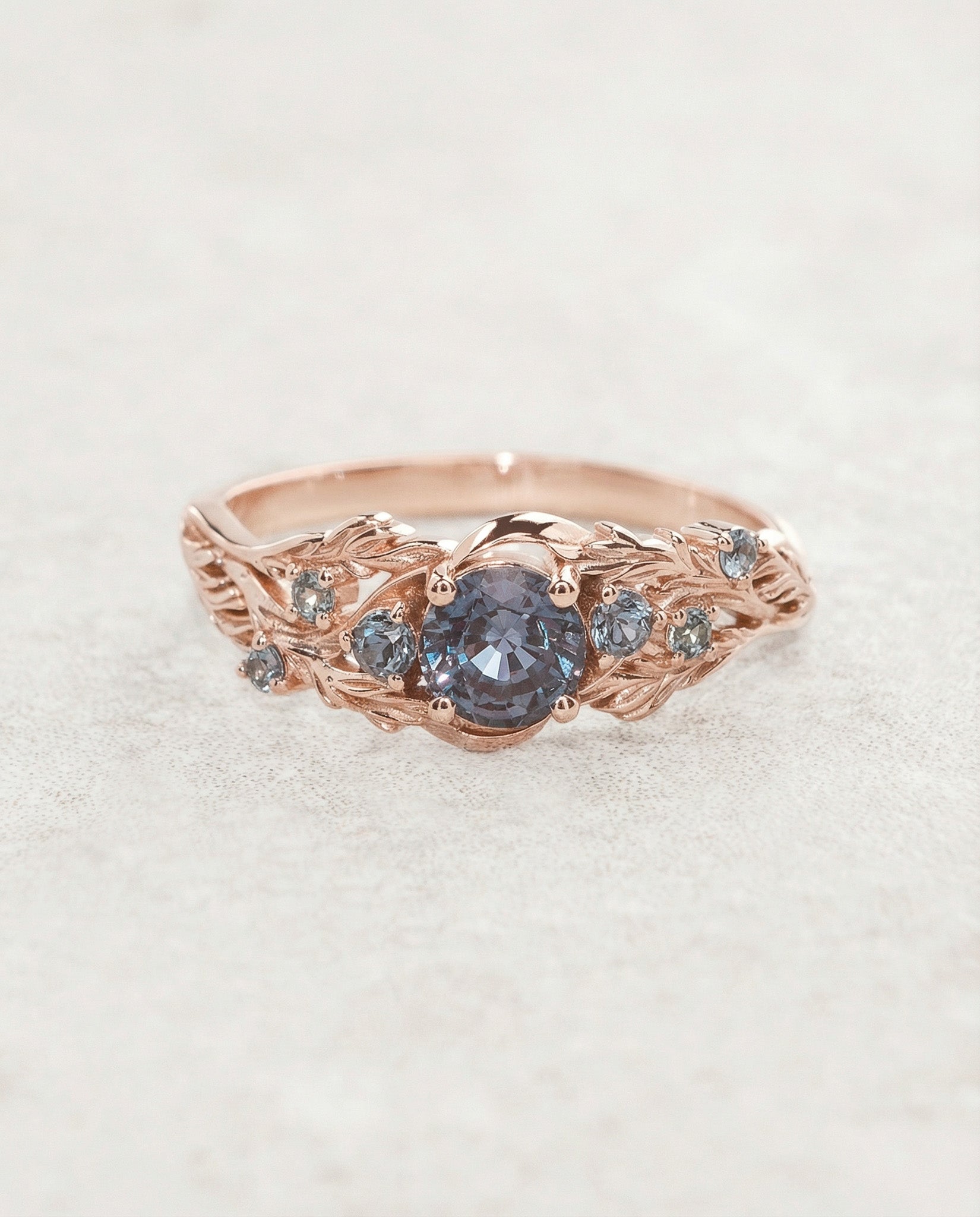 READY TO SHIP Japanese Maple ring in 14K rose gold with alexandrites, 5mm, RING SIZE 5.5 - 8.5 US - Eden Garden Jewelry™