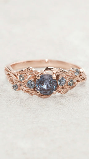 READY TO SHIP Japanese Maple ring in 14K rose gold with alexandrites, 5mm, RING SIZE 5.5 - 8.5 US - Eden Garden Jewelry™