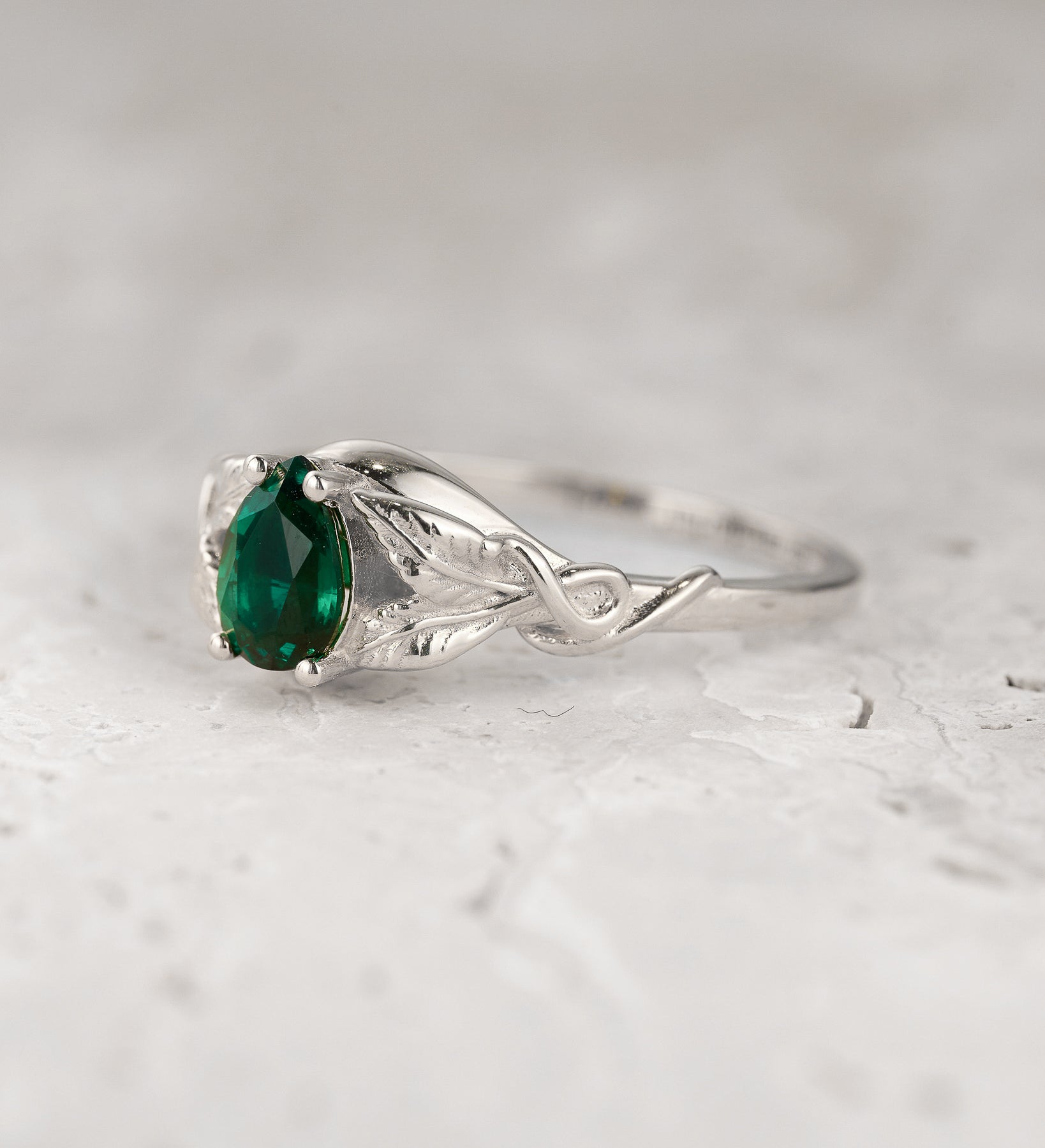 Pear cut emerald engagement ring / Azalea - Eden Garden Jewelry™
