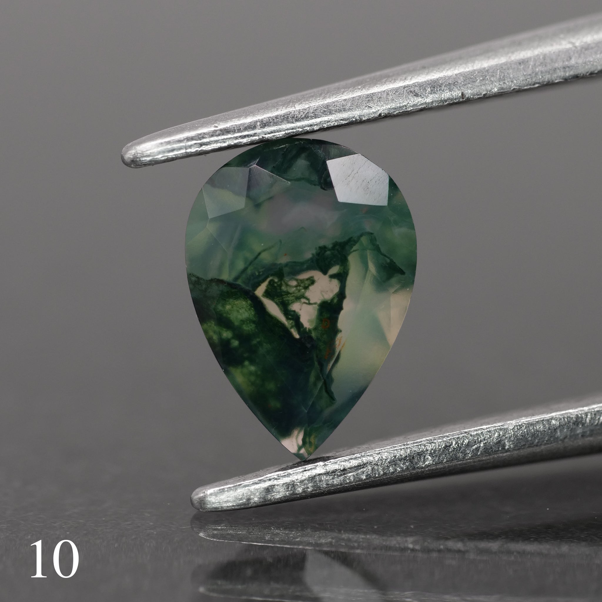 Moss agate | green color, pear-cut, 7x5mm, 0.65ct - choose yours