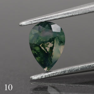 Moss agate | green color, pear-cut, 7x5mm, 0.65ct - choose yours