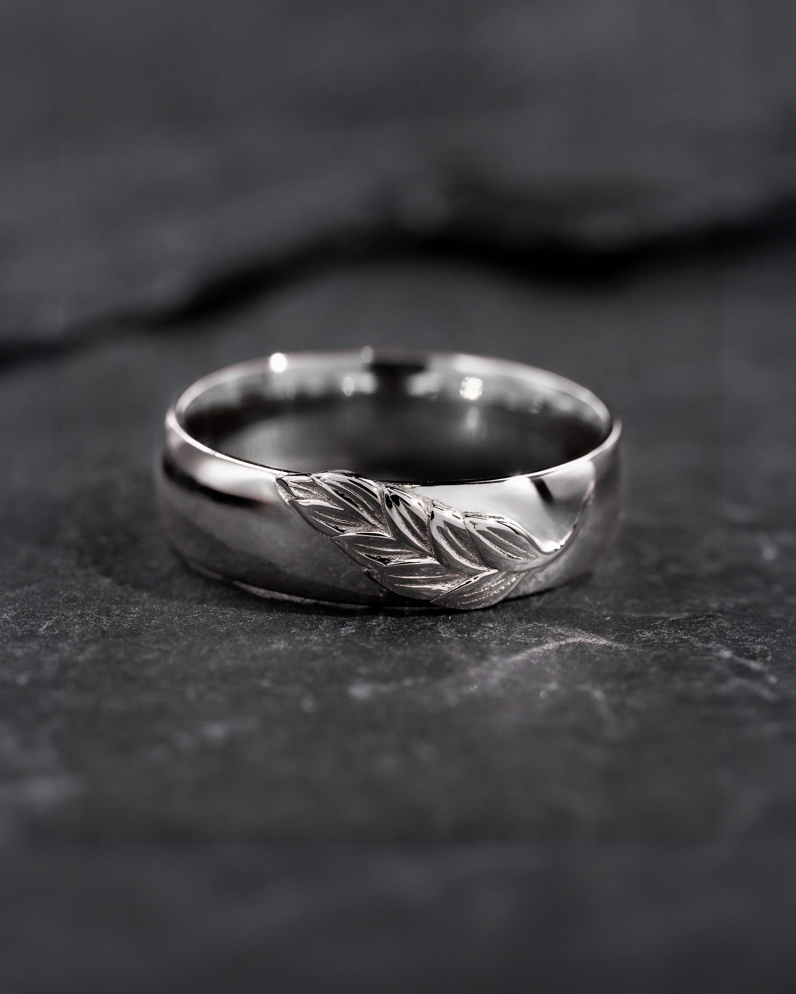 Palm leaf wedding band, high polish, 6 mm wide - Eden Garden Jewelry™