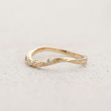 Curved Wedding Band with Diamonds & Leaves / Patricia - Eden Garden Jewelry™