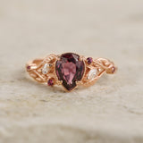 READY TO SHIP: Patricia ring in 14K rose gold, pinkish brown sapphire, pear cut 8x6 mm, accent diamonds & pink sapphires, AVAILABLE RING SIZES: 5.5 - 8.5 US - Eden Garden Jewelry™