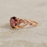 READY TO SHIP: Patricia ring in 14K rose gold, pinkish brown sapphire, pear cut 8x6 mm, accent diamonds & pink sapphires, AVAILABLE RING SIZES: 5.5 - 8.5 US - Eden Garden Jewelry™