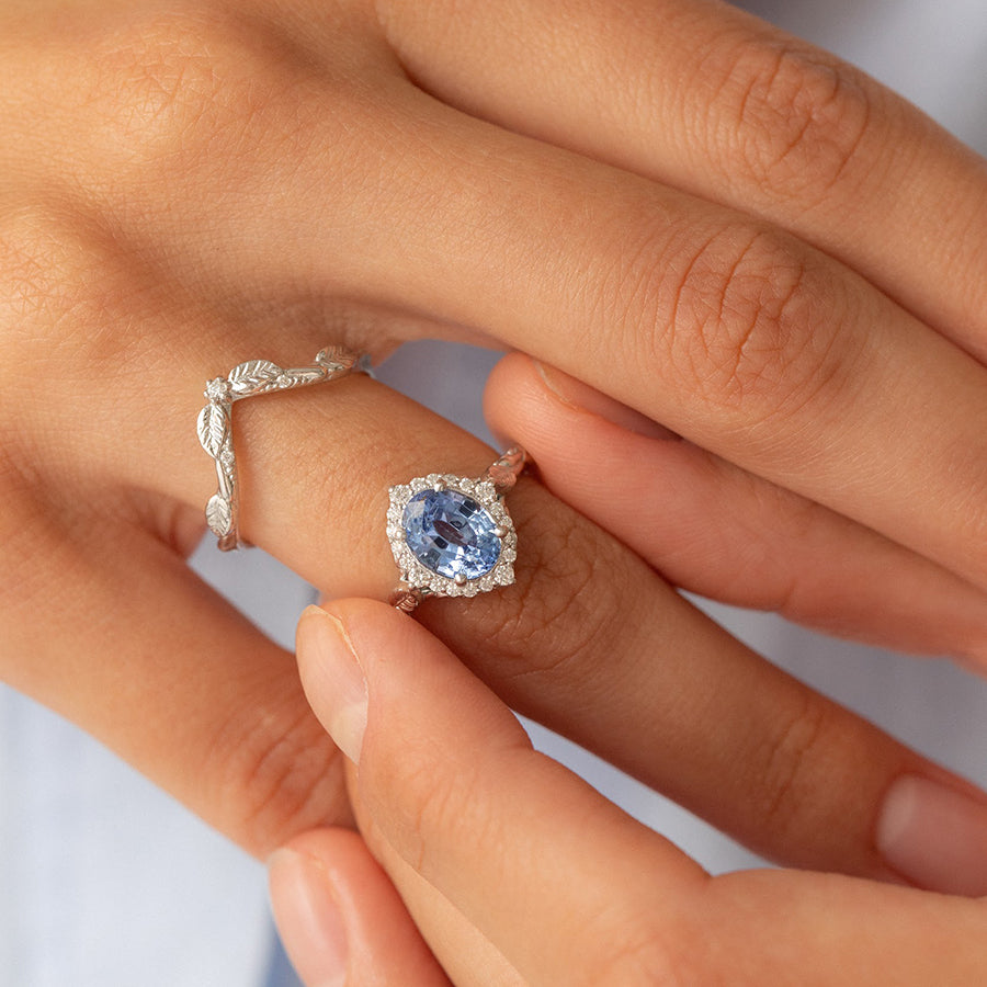 Light Blue Solitaire Sapphire Ring In 14k Yellow Gold | MOGGA – MOGGA Jewels