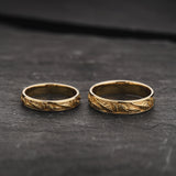 Couple Wedding Band Set in Leafy Design / Patricia - Eden Garden Jewelry™