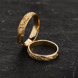 Couple Wedding Band Set in Leafy Design / Patricia - Eden Garden Jewelry™