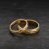 Couple Wedding Band Set in Leafy Design / Patricia - Eden Garden Jewelry™