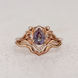 Bridal ring set with alexandrite and diamonds / Lida small