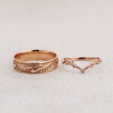 Couple Wedding Band Set in Art Nouveau Style / Callisto - Eden Garden Jewelry™