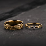 Woodland-Inspired Couple Wedding Band Set / Japanese Maple - Eden Garden Jewelry™