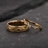 Woodland-Inspired Couple Wedding Band Set / Japanese Maple - Eden Garden Jewelry™