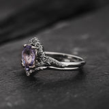 Bridal Set with Pear-Cut Lavender Sapphire and Nature Motif / Amelia - Eden Garden Jewelry™