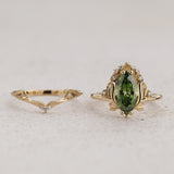 Floral Bridal Set with Marquise Green Diamond / Iris - Eden Garden Jewelry™