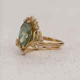 Floral Bridal Set with Marquise Green Diamond / Iris - Eden Garden Jewelry™