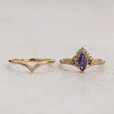 Nature-inspired Bridal Set with Marquise Purple Sapphire / Amelia - Eden Garden Jewelry™