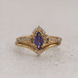 Nature-inspired Engagement Ring with Marquise Purple Sapphire / Amelia - Eden Garden Jewelry™