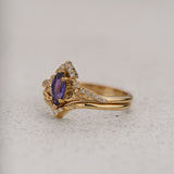 Nature-inspired Bridal Set with Marquise Purple Sapphire / Amelia - Eden Garden Jewelry™