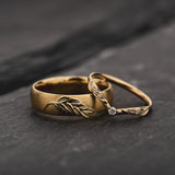 Leaf Couple Wedding Band Set / Palmira - Eden Garden Jewelry™