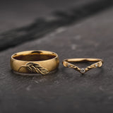 Leaf Couple Wedding Band Set / Palmira - Eden Garden Jewelry™