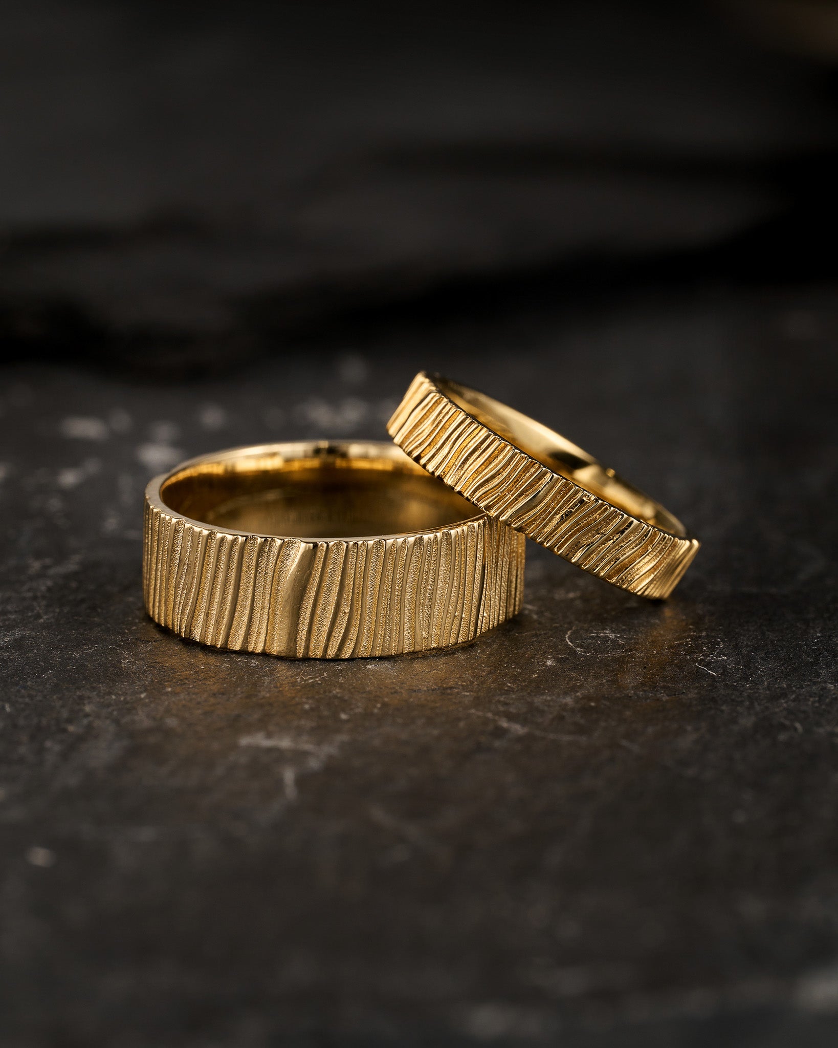 Wedding bands set for couple, saw wood rings - Eden Garden Jewelry™