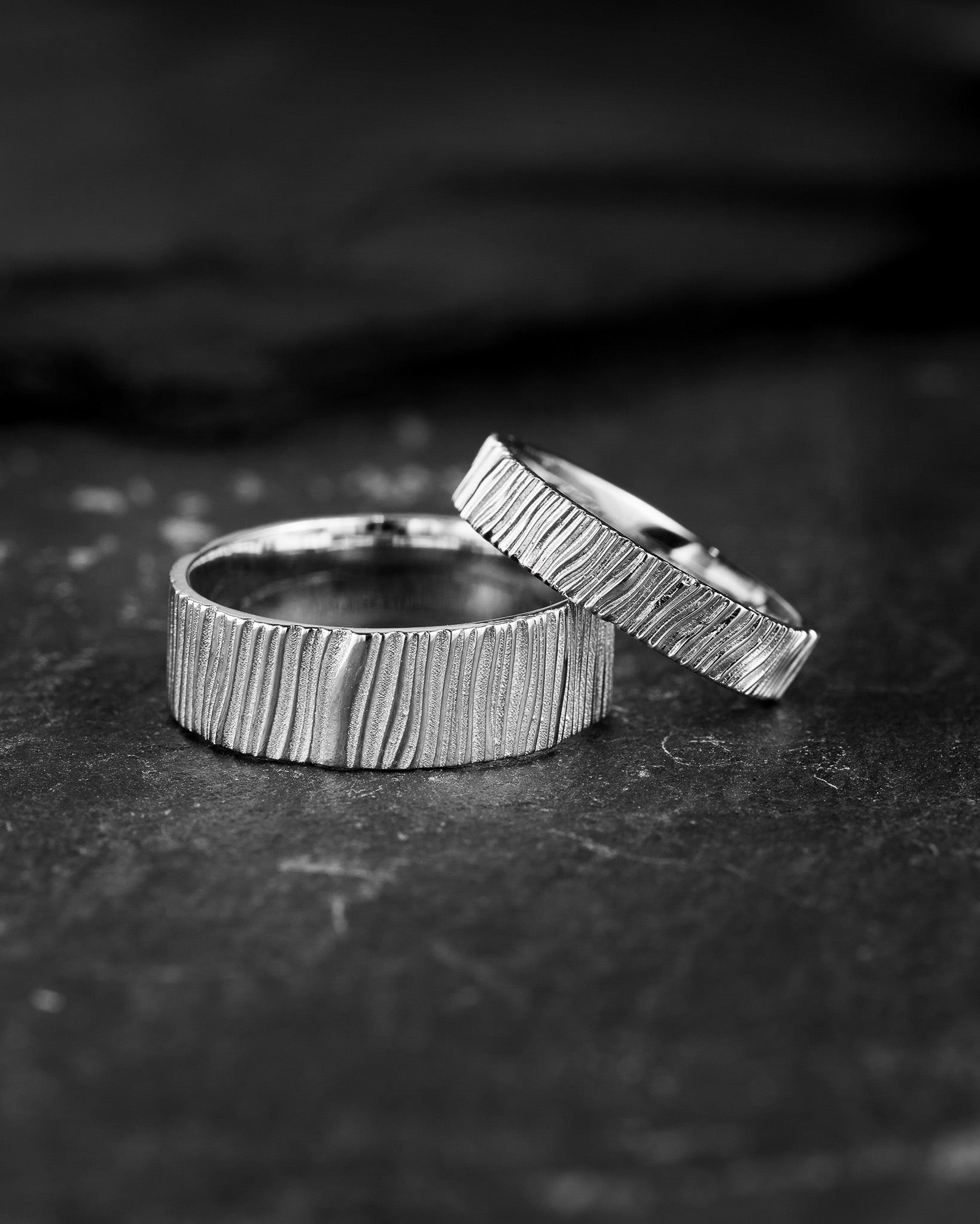 Wedding bands set for couple, saw wood rings - Eden Garden Jewelry™