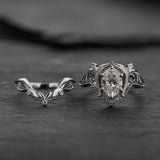 Oval lab grown diamond bridal ring set, fairy engagement and wedding rings / Lida - Eden Garden Jewelry™