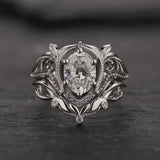 Oval lab grown diamond bridal ring set, fairy engagement and wedding rings / Lida - Eden Garden Jewelry™