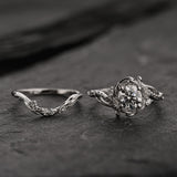 White gold bridal ring set with lab grown diamond / Undina - Eden Garden Jewelry™