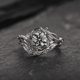 White gold bridal ring set with lab grown diamond / Undina - Eden Garden Jewelry™