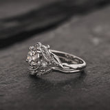 White gold bridal ring set with lab grown diamond / Undina - Eden Garden Jewelry™
