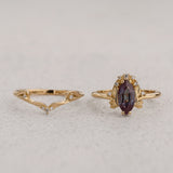 Bridal Set in Floral Design with Marquise Colour Changing Alexandrite / Iris - Eden Garden Jewelry™