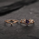 Bridal ring set with alexandrite / Swanlake - Eden Garden Jewelry™