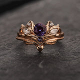 Bridal ring set with alexandrite / Swanlake - Eden Garden Jewelry™