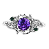 Custom order: Undina engagement ring with amethyst & accent moss agates - Eden Garden Jewelry™