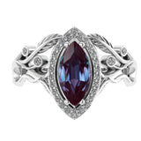 Custom order/MODIFICATION: Callisto bridal set with alexandrite & diamonds