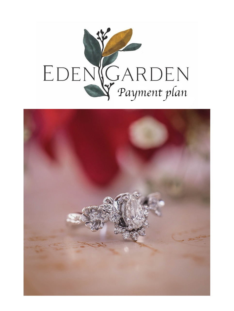 2 instalments payment plan: Floral engagement ring with natural diamonds / Adelina - Eden Garden Jewelry™