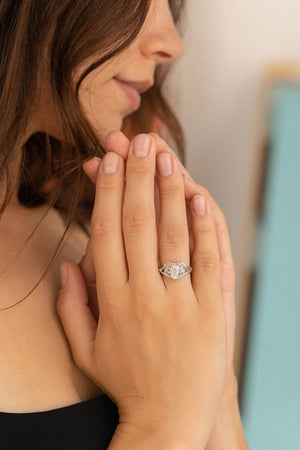 Lab grown diamond engagement ring, white gold tree branch ring / Viola - Eden Garden Jewelry™